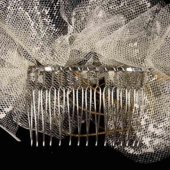 Paris by Debra Moreland Broken Blossoms Painted Tulle Bridal Hair Comb Headpiece main image 4